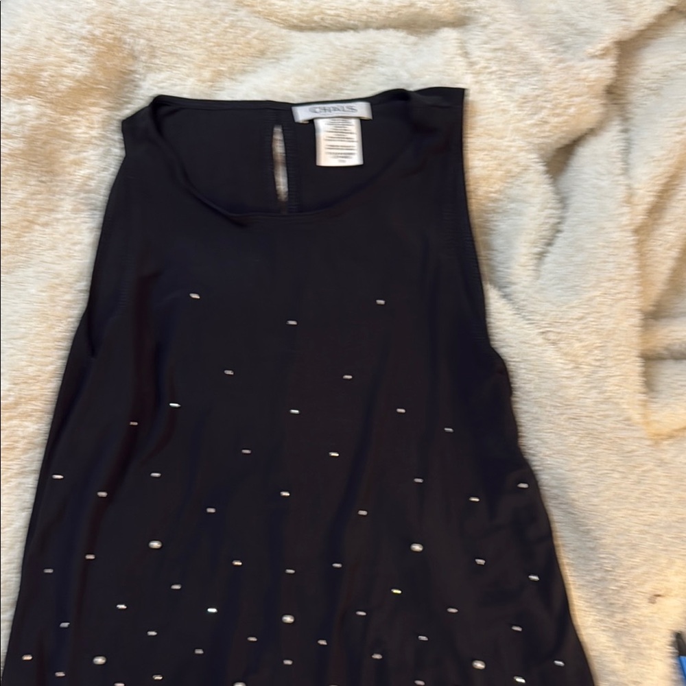 Chaus Embellished Black Sleeveless Tank Top